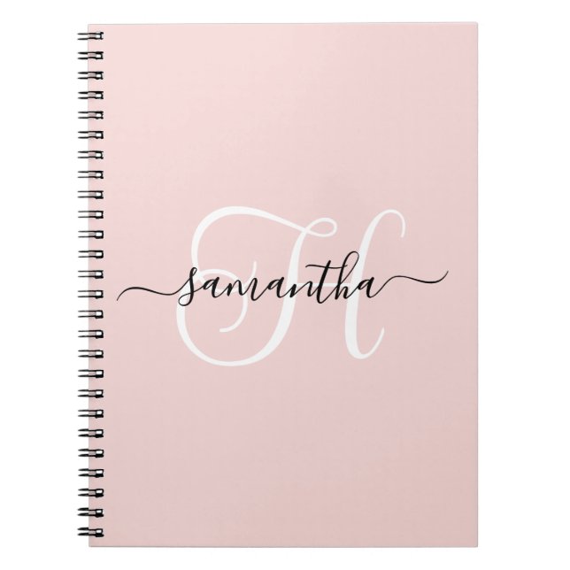 Caderno Espiral Monograma Elegante Branco e Preto (Frente)