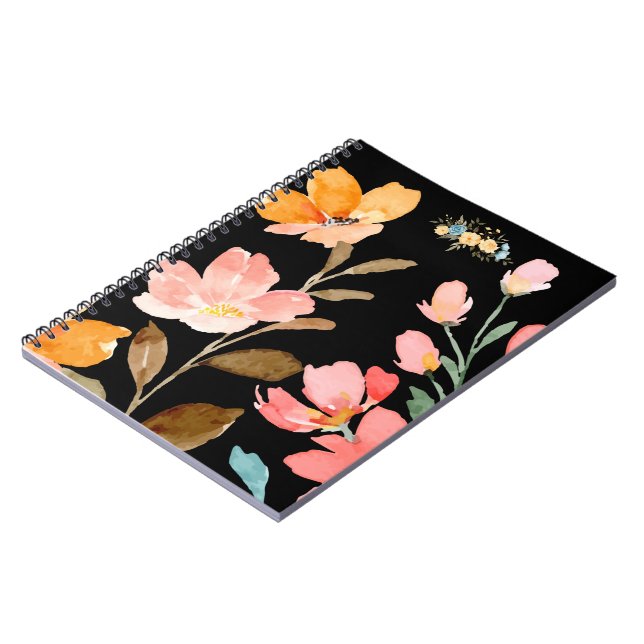 Caderno Espiral Monograma Elegante Cor de Água Rosa (Left Side)