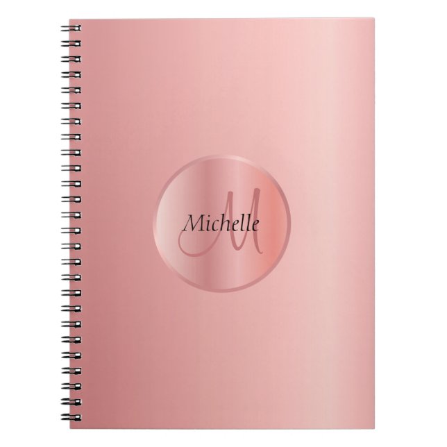 Caderno Espiral Monograma Elegante de Modelo Dourada da Trendy Ros (Frente)