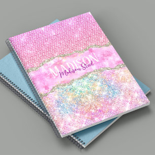 Caderno Espiral Monograma elegante de monograma branco-amarelado