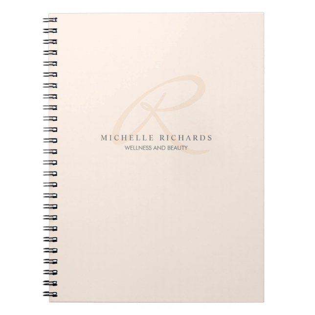 Caderno Espiral Monograma Elegante Elegante Rosa Suspenso (Frente)