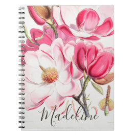 Caderno Espiral Monograma Elegante Feminino de Primavera Cor Rosa 