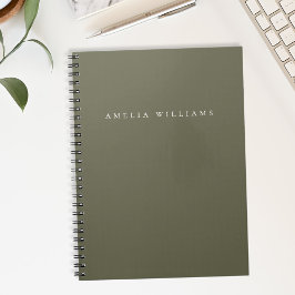 Caderno Espiral Monograma Elegante Minimalista em Verde Oliva