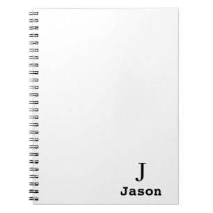 Caderno Espiral Monograma Elegante Nome inicial Branco personaliza