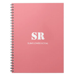 Caderno Espiral Monograma Elegante Rosa Mínimo