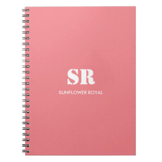 Caderno Espiral Monograma Elegante Rosa Mínimo