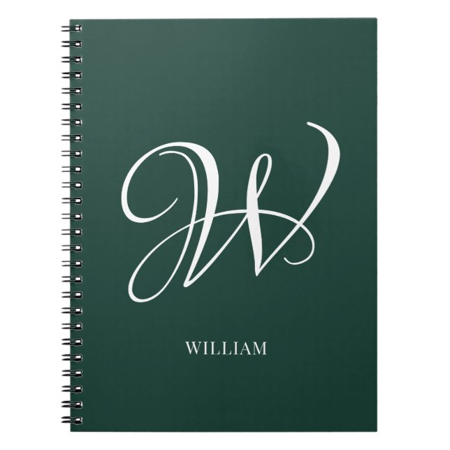 Caderno Espiral Monograma Emerald Personalizado Inicial (Frente)
