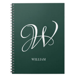 Caderno Espiral Monograma Esmeralda Elegante Personalizado Inicial
