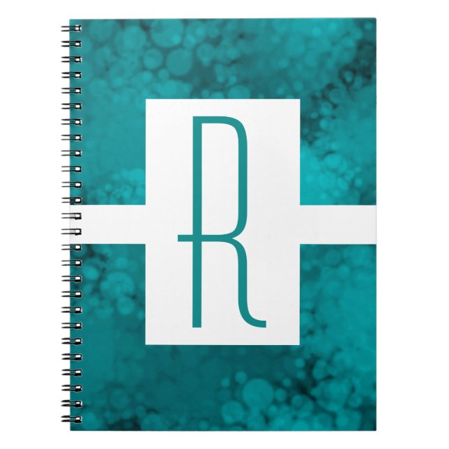 Caderno Espiral Monograma Espetado em Teal (Frente)