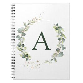 Caderno Espiral Monograma Eucalyptus Verde Botânico
