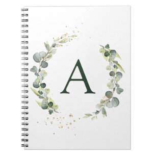 Caderno Espiral Monograma Eucalyptus Verde Botânico
