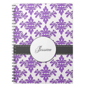 Caderno Espiral Monograma extravagante do damasco