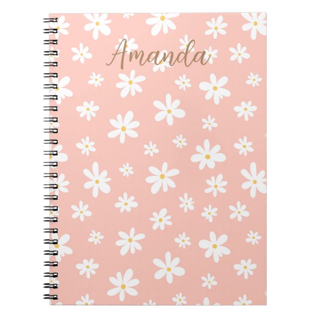 Caderno Espiral Monograma feminino padrão floral colorido (Frente)