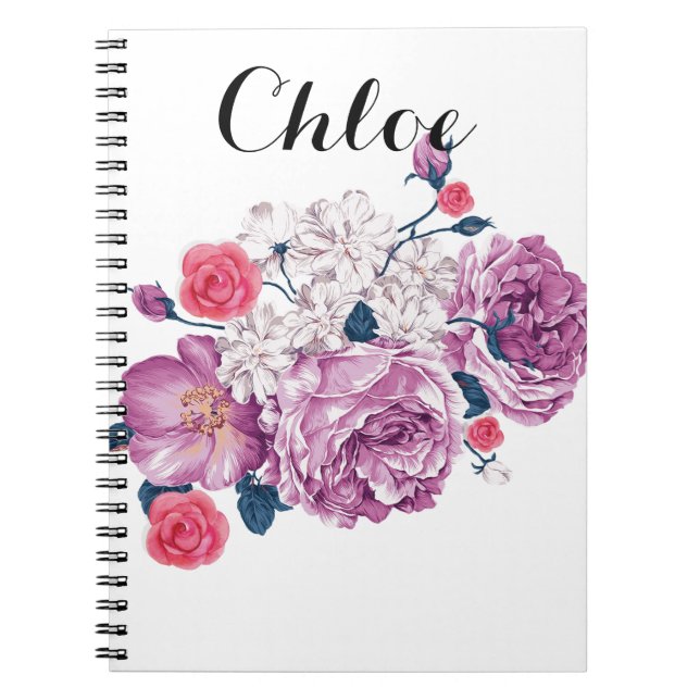 Caderno Espiral Monograma floral (Frente)