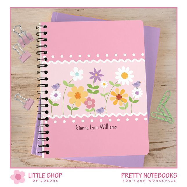 Caderno Espiral Monograma Floral Cor-de-Rosa (Criador carregado)