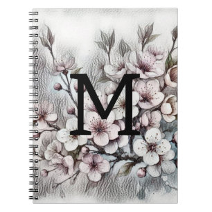 Caderno Espiral Monograma floral desenho cor-de-rosa flor