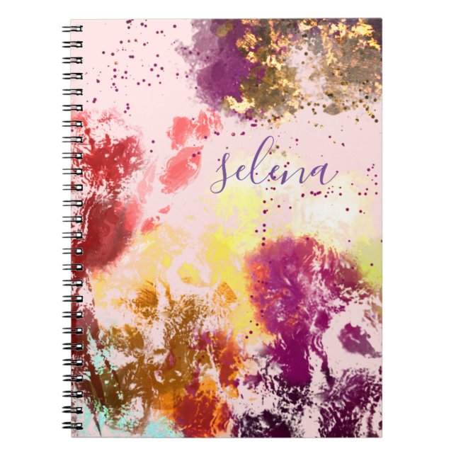 Caderno Espiral Monograma Floral Púrpura, Rosa Esbranquiçada (Frente)