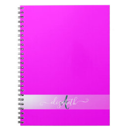 Caderno Espiral Monograma Fluorescente Rosa