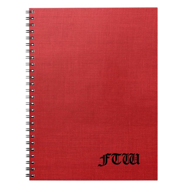 Caderno Espiral Monograma FTW na Textura em Vermelho (Frente)