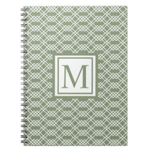 Caderno Espiral Monograma Geométrico de Lata Moderna - Jade Verde