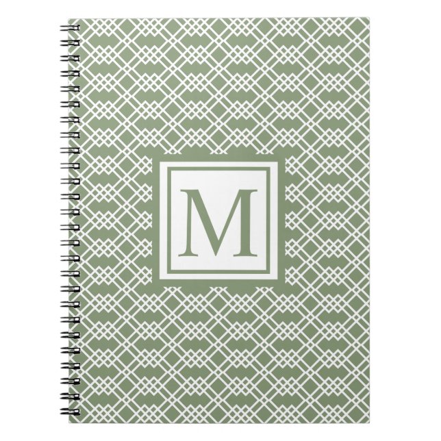 Caderno Espiral Monograma Geométrico de Lata Moderna - Jade Verde (Frente)