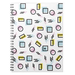 Caderno Espiral Monograma geométrico Pastel do teste padrão das