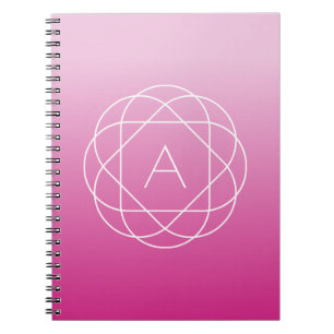 Caderno Espiral Monograma Geométrico Tipo Flor   Bomba de forma ro