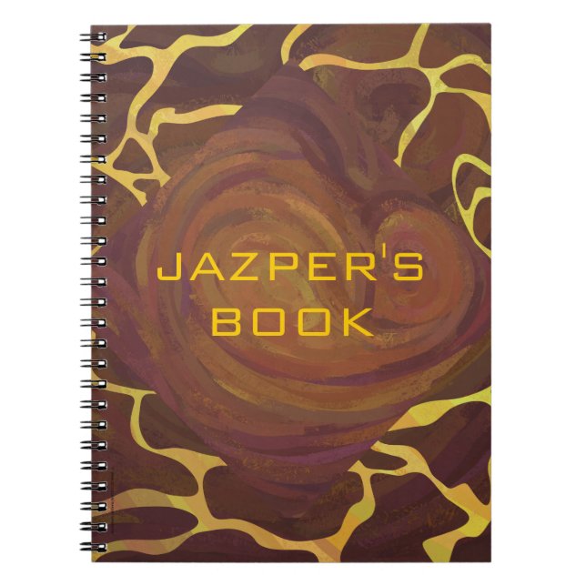Caderno Espiral Monograma Giraffe Brown, Impressão amarelo (Frente)