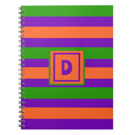 Caderno Espiral Monograma Halloween Roxo Laranja e Verde