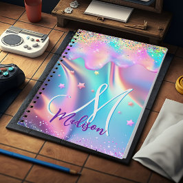 Caderno Espiral Monograma holográfico holográfico de gotejamento d
