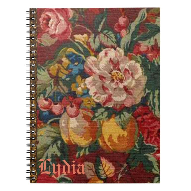 Caderno Espiral Monograma inglês do estilo do livro velho do fim (Frente)