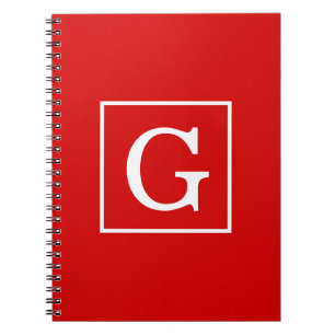 Caderno Espiral Monograma inicial com quadro branco vermelho