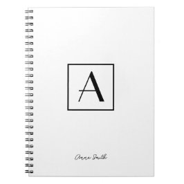 Caderno Espiral Monograma Inicial em Preto e Branco Profissional c