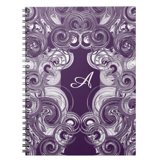 Caderno Espiral Monograma inicial - Letra Abstrato Rolling Purple (Frente)
