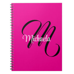 Caderno Espiral Monograma inicial minimalista moderno nome rosa qu