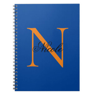 Caderno Espiral Monograma Inicial Nome Próprio Manuscrito Deep Blu