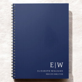 Caderno Espiral Monograma Inicial Profissional Azul Marinho para N