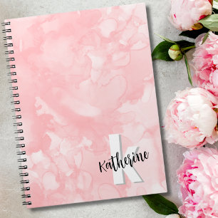 Caderno Espiral Monograma Inicial Rosa Moderno