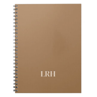 Caderno Espiral Monograma inicial simples, neutro castanho