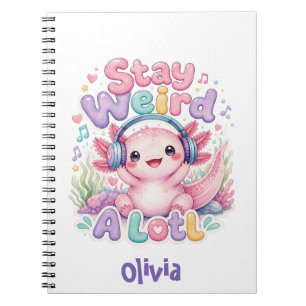Caderno Espiral Monograma Kawaii de Axolote Adorável