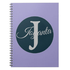 Caderno Espiral Monograma laranja cinza azul personalizado Elegant