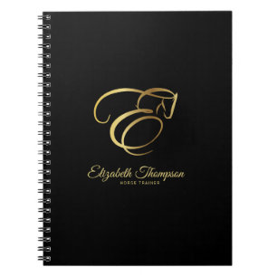 Caderno Espiral Monograma - Letra E Cavalo