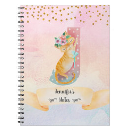 Caderno Espiral Monograma - Letra J Kitten Girl Diary