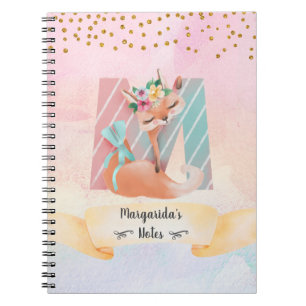 Caderno Espiral Monograma - Letra M Bebê Fox Girl Diary