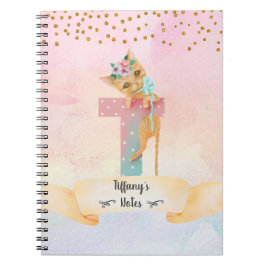 Caderno Espiral Monograma - Letra T Kitten Girl Homeschool Study