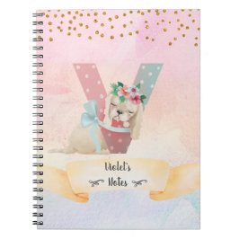 Caderno Espiral Monograma - Letra V Filhote Cachorro Menino