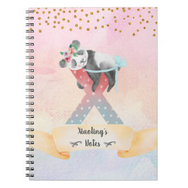 Caderno Espiral Monograma - Letra X Baby Panda Girl Diário