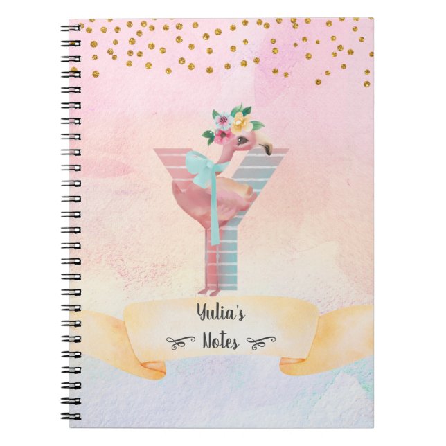 Caderno Espiral Monograma - Letra Y Baby Flamingo Girly Diary (Frente)