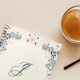 Caderno Espiral Monograma Mais Suave | Personalizado Floral