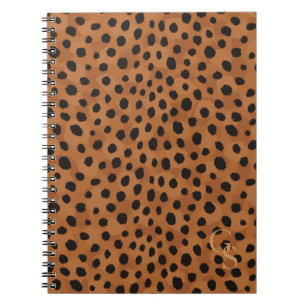 Caderno Espiral Monograma marrom chique do impressão da chita
